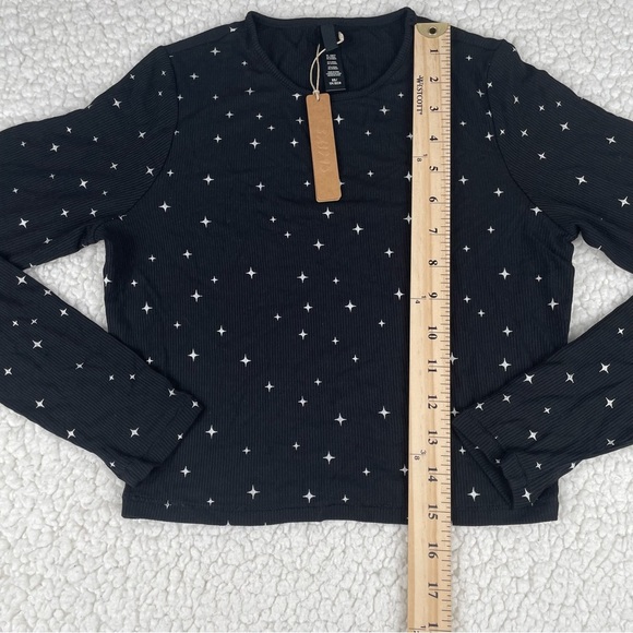 SKIMS Soft Lounge Long Sleeve Crop Top XS Onyx Sparkle Ribbed NWT Sold Out - Picture 5 of 10